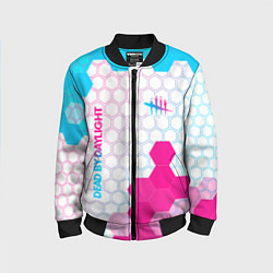 Детский бомбер Dead by Daylight neon gradient style: надпись, сим