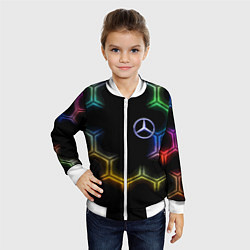 Бомбер детский Mercedes - neon pattern, цвет: 3D-белый — фото 2