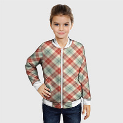Бомбер детский Салатовый узор в клетку, цвет: 3D-белый — фото 2