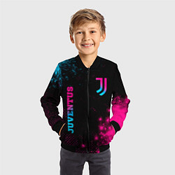 Бомбер детский Juventus - neon gradient: надпись, символ, цвет: 3D-черный — фото 2
