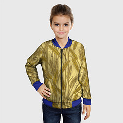 Бомбер детский Винтажные колоски пшеницы, цвет: 3D-синий — фото 2