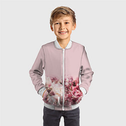 Бомбер детский Нежные розовые цветы в букете, цвет: 3D-белый — фото 2