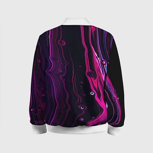 Детский бомбер Фиолетовые линии песка во тьме / 3D-Белый – фото 2