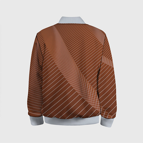 Детский бомбер Абстрактные белые линии на коричневом паттерне / 3D-Серый – фото 2