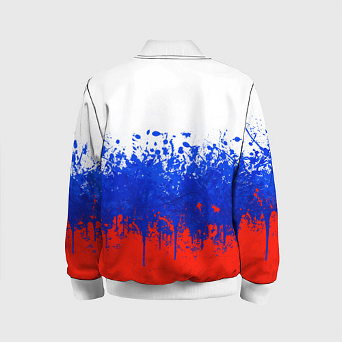 Детский бомбер Флаг России с горизонтальными подтёками / 3D-Белый – фото 2
