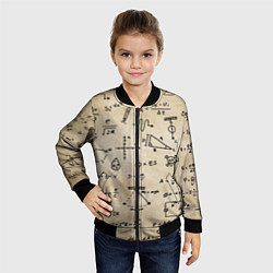 Бомбер детский Научные формулы на старой бумаге, цвет: 3D-черный — фото 2