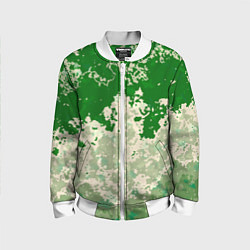 Бомбер детский Абстракция в зелёных тонах, цвет: 3D-белый