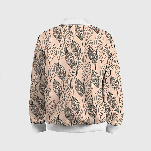 Детский бомбер Листья штрихованные / 3D-Белый – фото 2