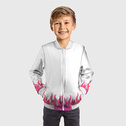 Бомбер детский Розовые языки огня, цвет: 3D-белый — фото 2