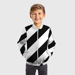 Бомбер детский Черно-белые полосы, цвет: 3D-белый — фото 2