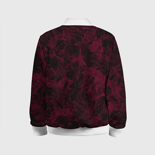 Детский бомбер Черный и бордовый мраморный узор / 3D-Белый – фото 2