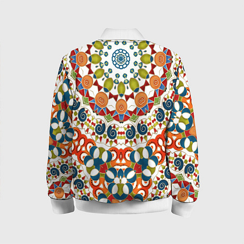 Детский бомбер Разноцветный этнический орнамент / 3D-Белый – фото 2
