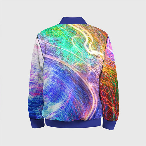 Детский бомбер Абстрактные разноцветные молнии / 3D-Синий – фото 2