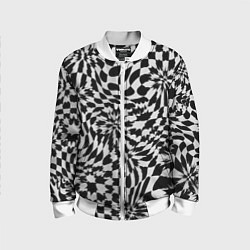 Бомбер детский Пластика шахматной доски, цвет: 3D-белый