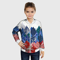 Бомбер детский Флаг России в стиле пэчворк, цвет: 3D-белый — фото 2