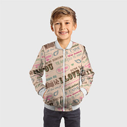 Бомбер детский Ретро дизайн про любовь, цвет: 3D-белый — фото 2