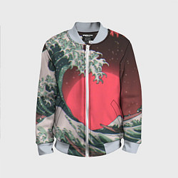 Детский бомбер Японская волна в красном цвете