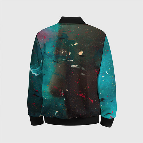 Детский бомбер Абстрактные тьма, светло-синий туман и мазки красо / 3D-Черный – фото 2