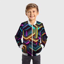 Бомбер детский Неоновый узор на стене, цвет: 3D-белый — фото 2