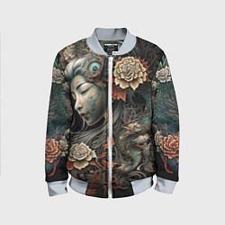 Бомбер детский Японская девушка Irezumi, цвет: 3D-серый