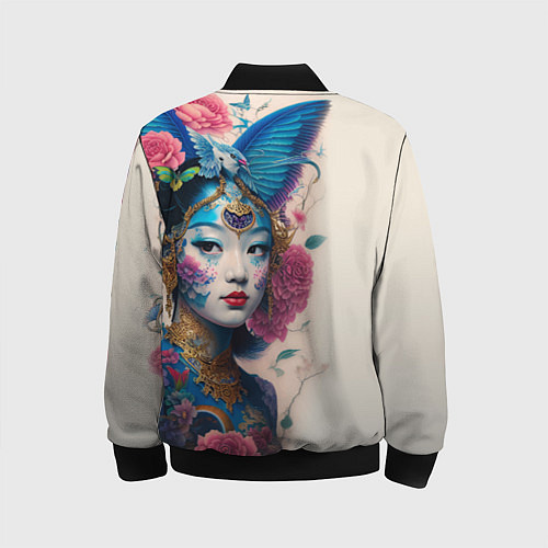 Детский бомбер Japan girl - tattoo - art / 3D-Черный – фото 2