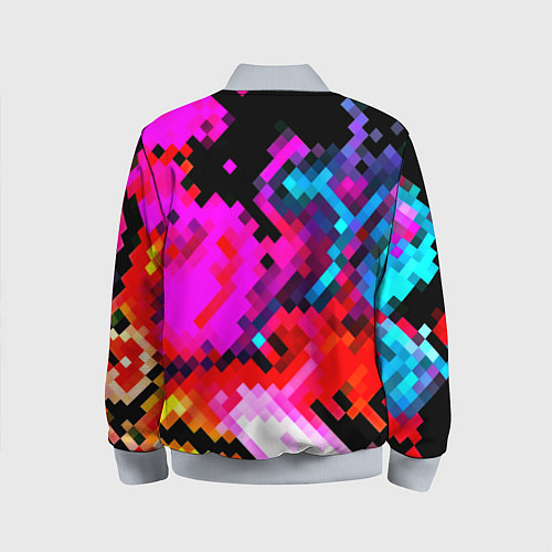 Детский бомбер Pixel neon mosaic / 3D-Серый – фото 2
