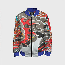 Бомбер детский Иредзуми: дракон в дыму, цвет: 3D-синий