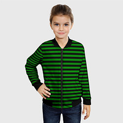 Бомбер детский Черно-зеленые полосы, цвет: 3D-черный — фото 2