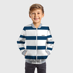 Бомбер детский Бело-синий полосатый узор, цвет: 3D-серый — фото 2