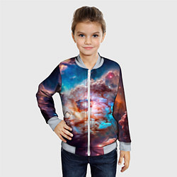 Бомбер детский Небула в космосе в голубо-розовых тонах - нейронна, цвет: 3D-серый — фото 2