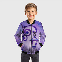 Бомбер детский Уличный фиолетовый фонарь, цвет: 3D-черный — фото 2