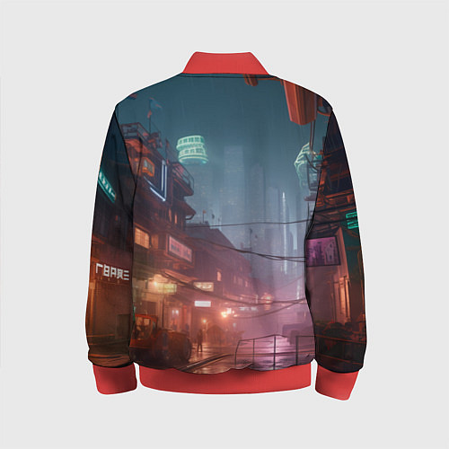 Детский бомбер Киберпанк город будущего / 3D-Красный – фото 2