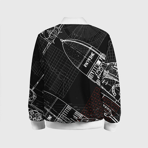 Детский бомбер Чертеж ракеты / 3D-Белый – фото 2