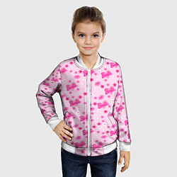 Бомбер детский Барби, сердечки и цветочки, цвет: 3D-белый — фото 2