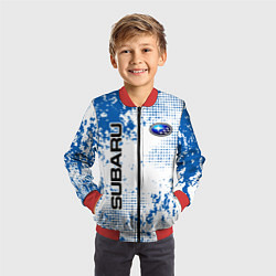 Бомбер детский Subaru blue logo, цвет: 3D-красный — фото 2
