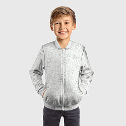 Бомбер детский Хаотичная черно-белая рябь - узор Хуф и Ся, цвет: 3D-белый — фото 2