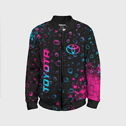 Бомбер детский Toyota - neon gradient: надпись, символ, цвет: 3D-черный