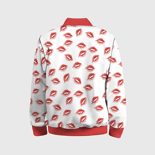 Детский бомбер Поцелуи - паттерн / 3D-Красный – фото 2