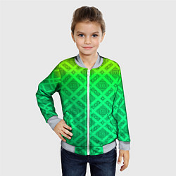 Бомбер детский Желто-зеленый градиентный фон с геометрическим узо, цвет: 3D-серый — фото 2