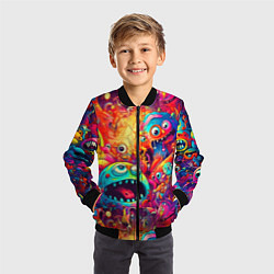 Бомбер детский Кислотные чудики, цвет: 3D-черный — фото 2