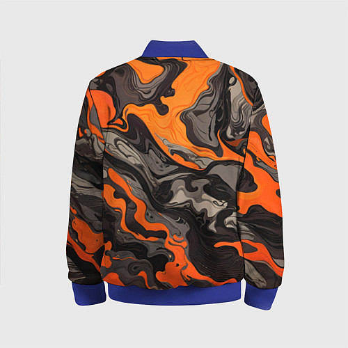Детский бомбер Оранжево-черный камуфляж / 3D-Синий – фото 2