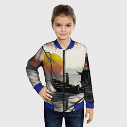 Бомбер детский Красота Японии, цвет: 3D-синий — фото 2