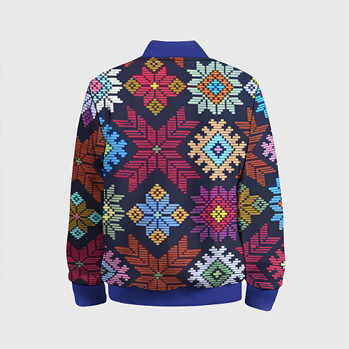 Детский бомбер Орнамент удмуртский / 3D-Синий – фото 2