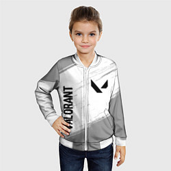 Бомбер детский Valorant glitch на светлом фоне: надпись, символ, цвет: 3D-белый — фото 2