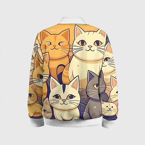 Детский бомбер Кошачий принт от нейросети / 3D-Белый – фото 2