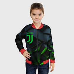 Бомбер детский Juventus black green logo, цвет: 3D-красный — фото 2