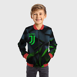 Бомбер детский Juventus black green logo, цвет: 3D-красный — фото 2