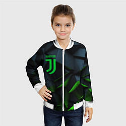 Бомбер детский Juventus black green logo, цвет: 3D-белый — фото 2