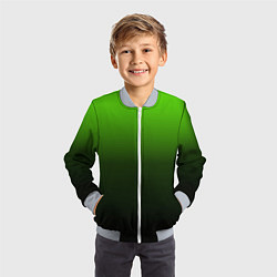 Бомбер детский Градиент ядовитый зеленый - черный, цвет: 3D-серый — фото 2