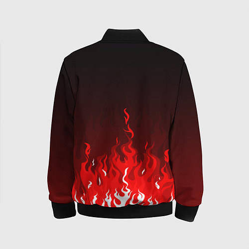 Детский бомбер Герб РФ - красное пламя / 3D-Черный – фото 2